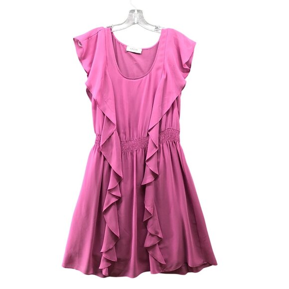 GUESS Pink Sleeveless Dress Size S Ruffle Chiffon A-Line Knee Length Flowy - Picture 1 of 8